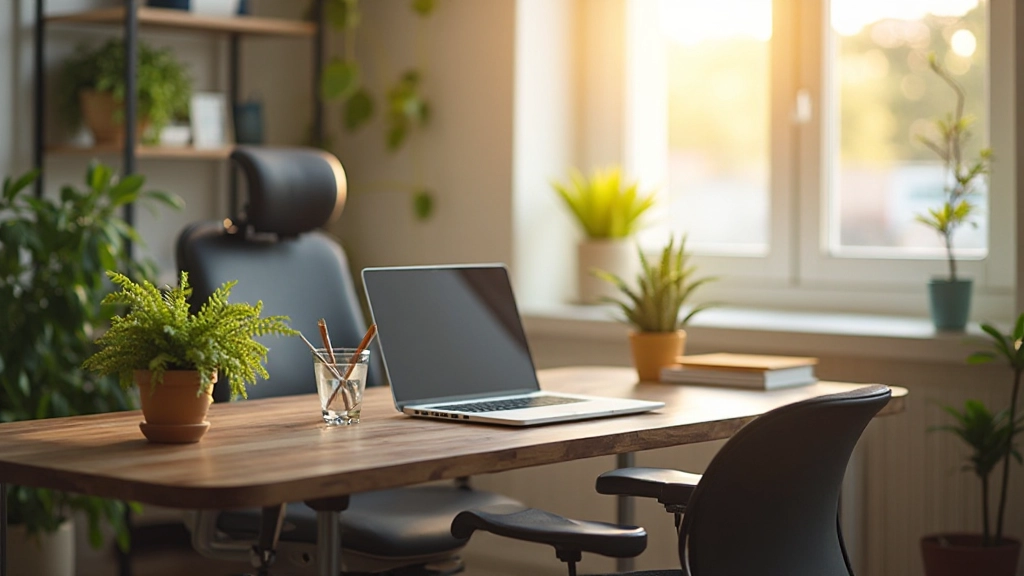 Уютное и функциональное рабочее пространство в домашнем офисе с эргономичной мебелью и оборудованием