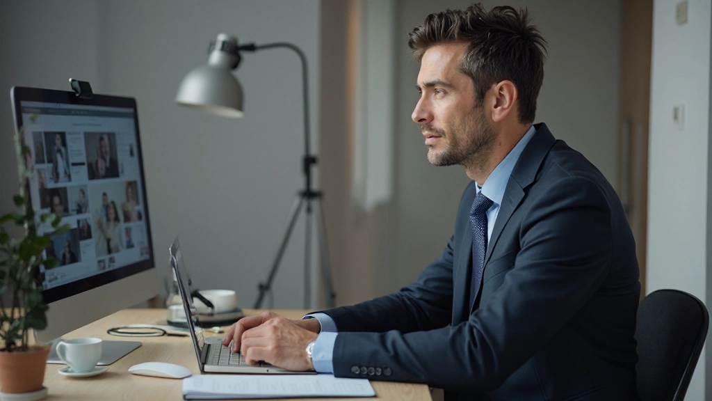 Профессионал проводит видеоконференцию и общается с командой