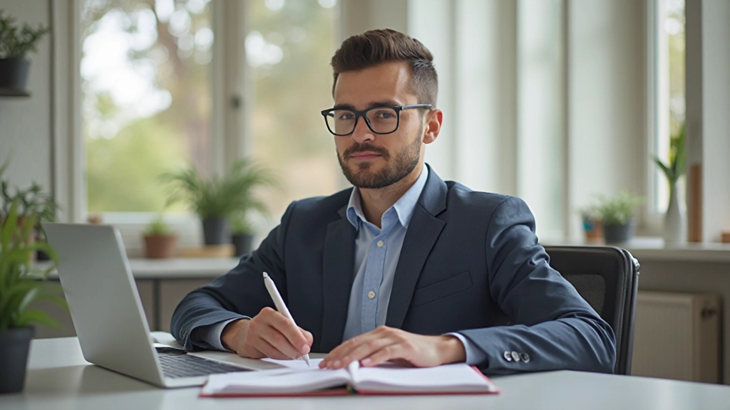 Профессиональное рабочее пространство с ноутбуком и документами на столе